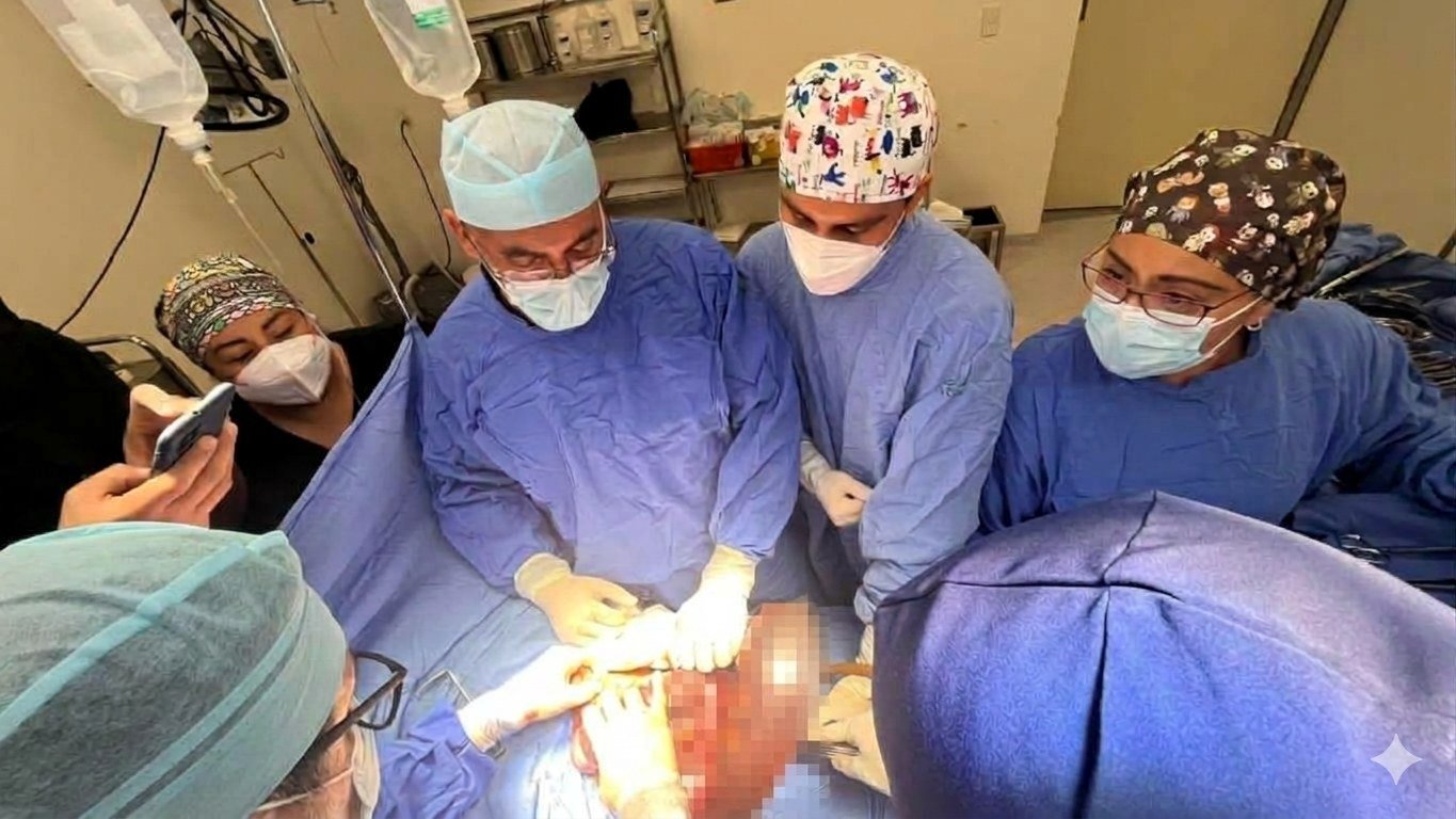 Equipo quirúrgico operando